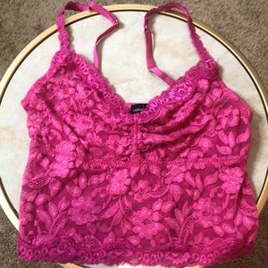 Victoria’s Secret Floral Lace hot pink cami